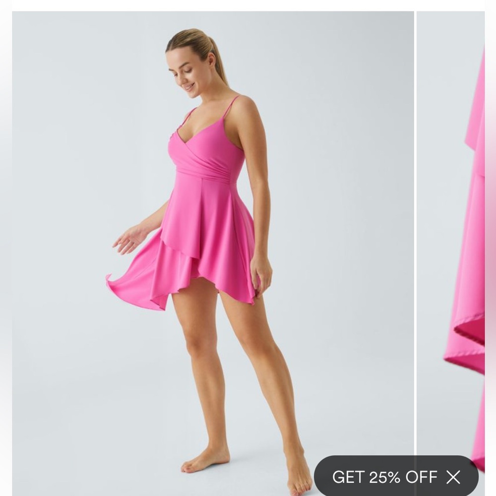 NWT HALARA Bubblegum Pink Asymmetrical Dress WITH SHORTS - Picture 3 of 10